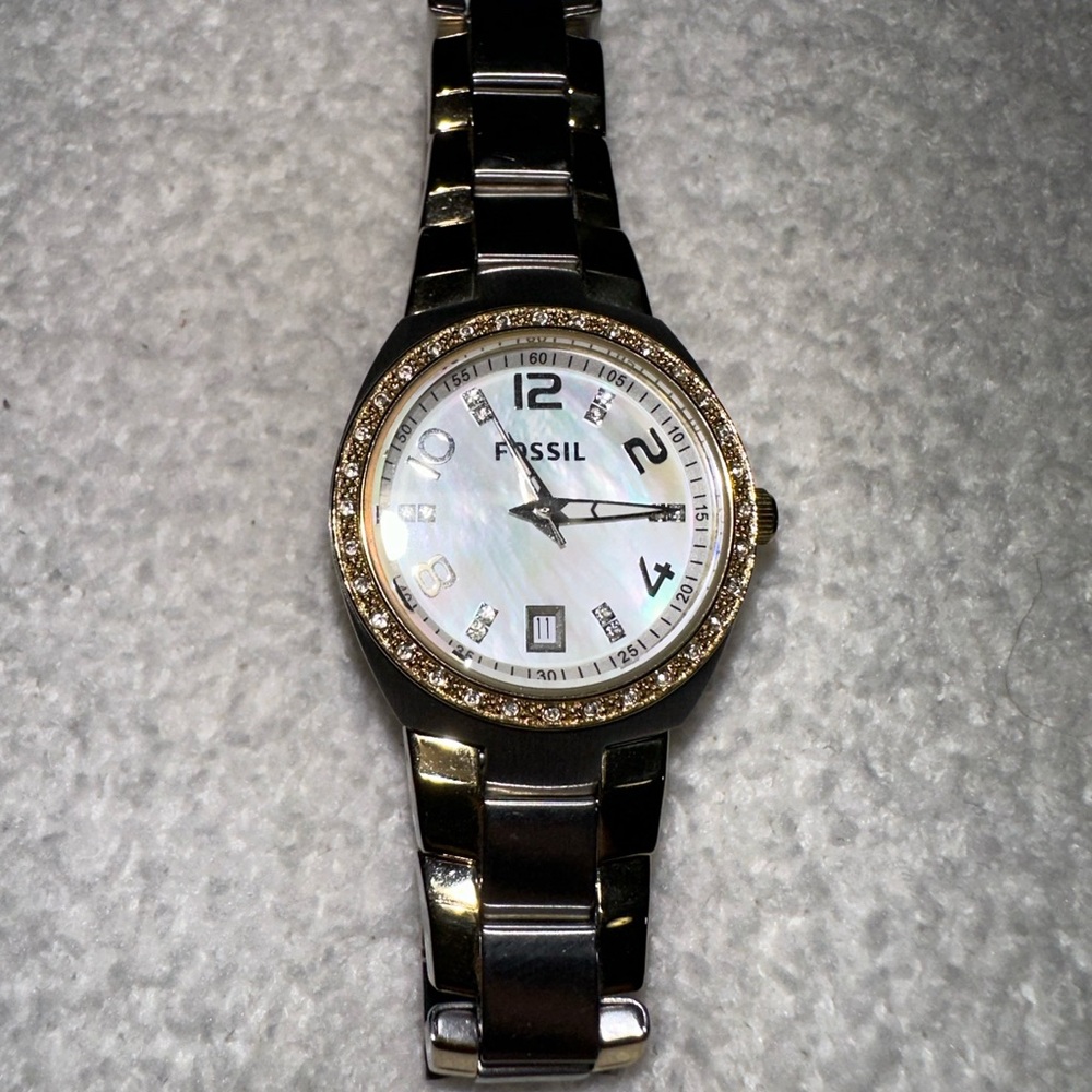 Fossil silver and gold watch
